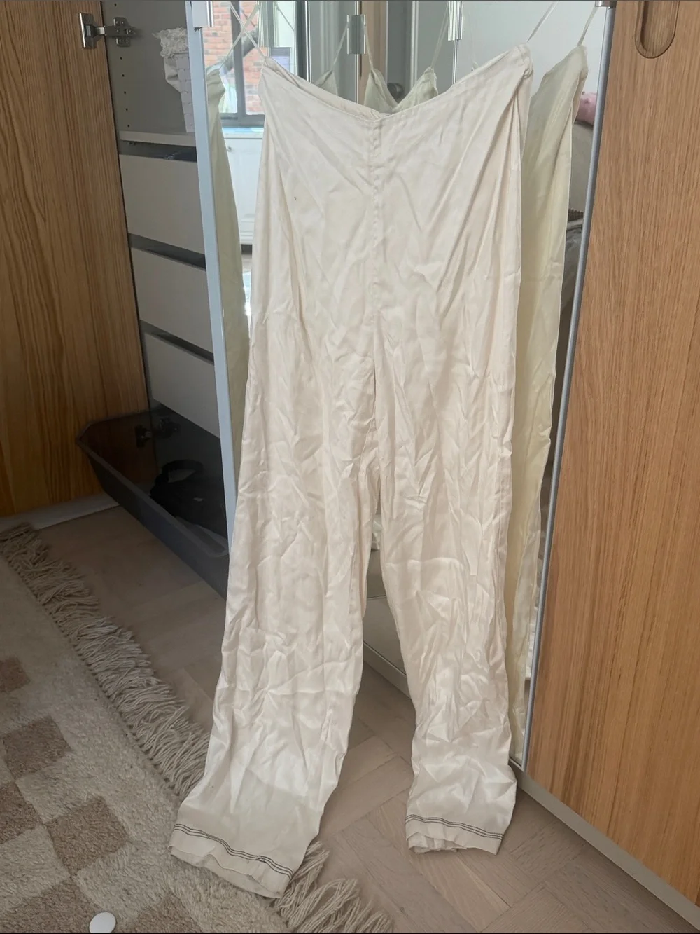 Bec & Bridge Cream Wide-Leg Satin Trousers